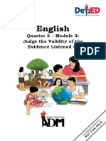 English: Quarter 3 - Module 3: Judge The Validity of The Evidence Listened To