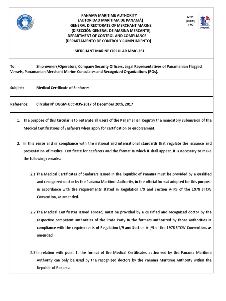 Medical Certificate Guidelines for Seafarers | PDF | Sailor | Government