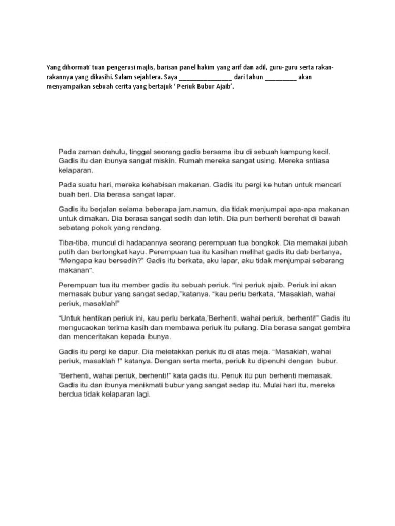 Cerita Periuk Bubur Ajaib  PDF