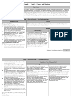 Grade 7 - Unit 3 - Forces and Motion: Stage 1: Desired Results - Key Understandings