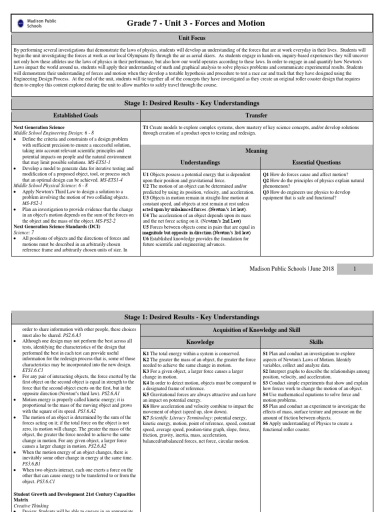 Grade 7 Physics: Forces & Motion | PDF | Engineering Design Process | Force