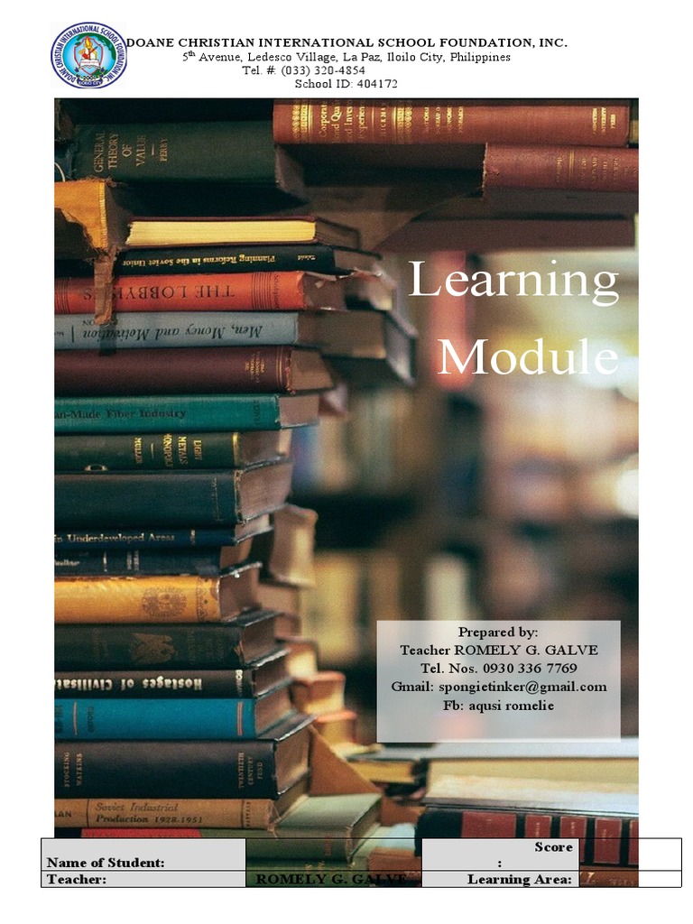 Learning Doane Christian International School Foundation, Inc PDF