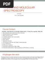 Atomic and Molecular Spectroscopy Lecture 1B