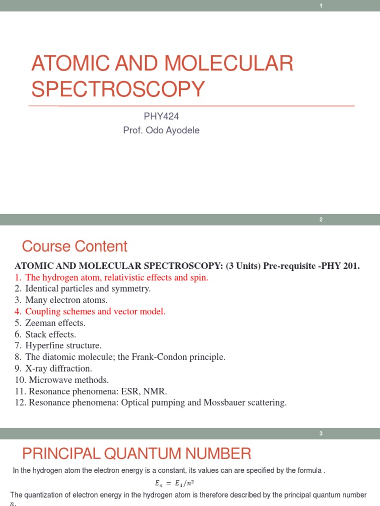 Atomic and Molecular Spectroscopy Overview | PDF | Atomic Orbital ...