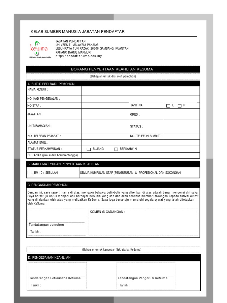 Borang Keahlian Kesuma Pdf