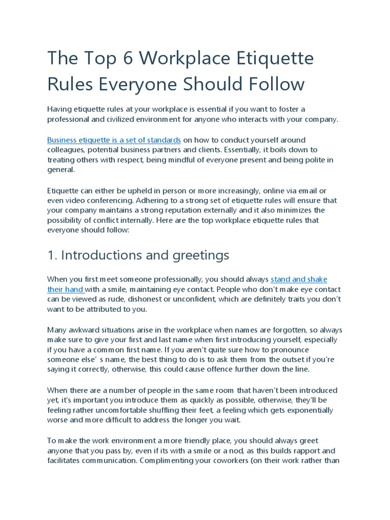 2) Work Place Etiquette | PDF | Etiquette | Human Nature