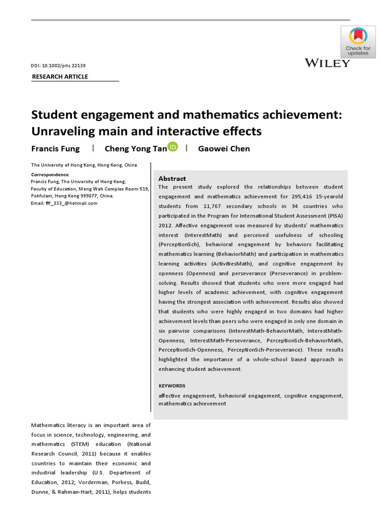 Student Engagement and Math Success | PDF | Affect (Psychology ...