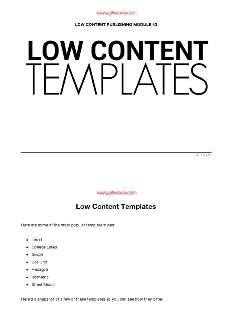 Low Content Publishing Guide: Templates & Tips | PDF | Microsoft Power ...