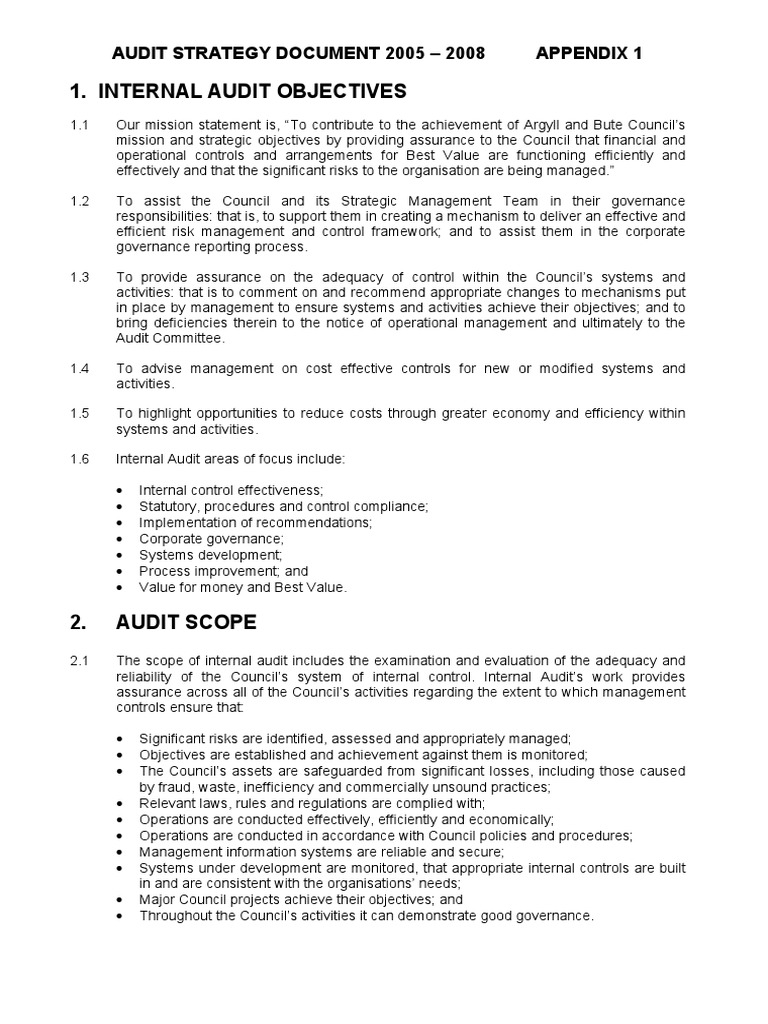 Argyll and Bute Internal Audit Strategy | PDF | Internal Audit ...