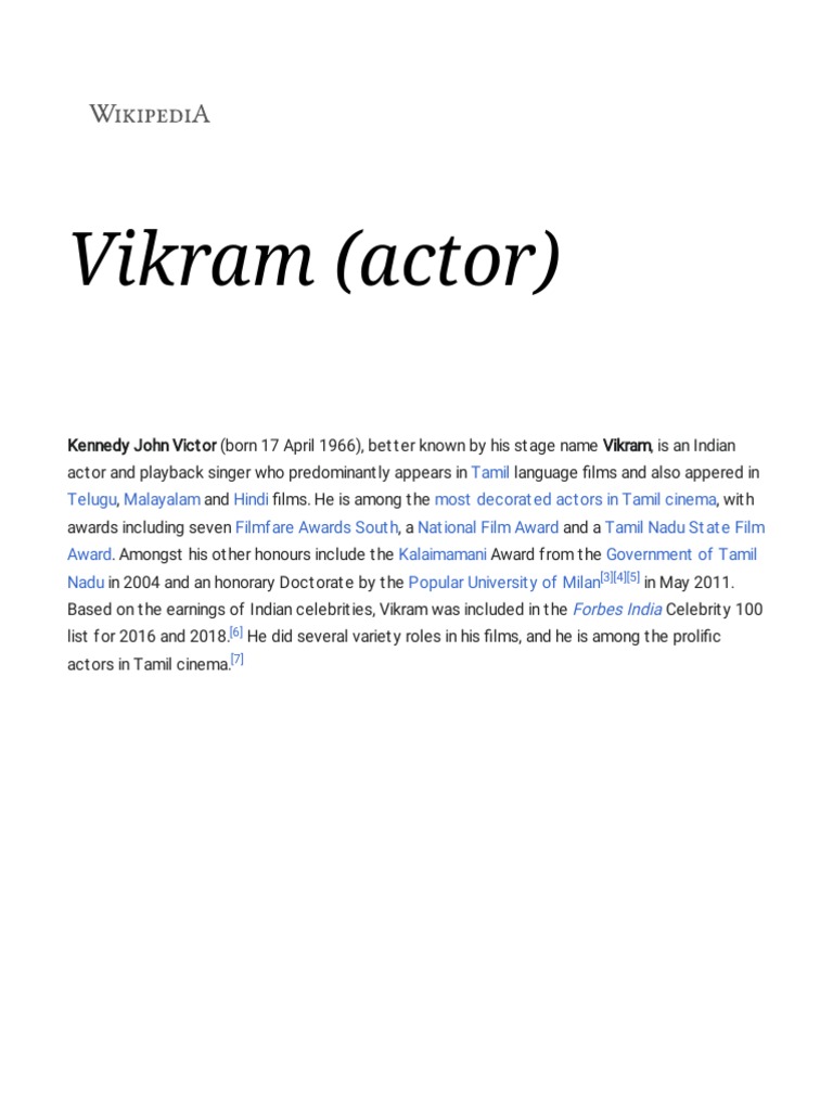 Vikram (actor) - Wikipedia