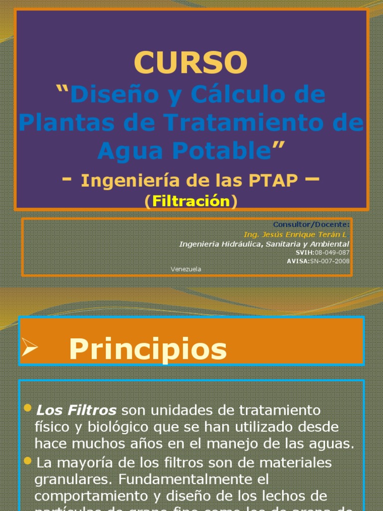 Diseño de Filtros en Tratamiento de Agua | PDF | Filtración | Agua
