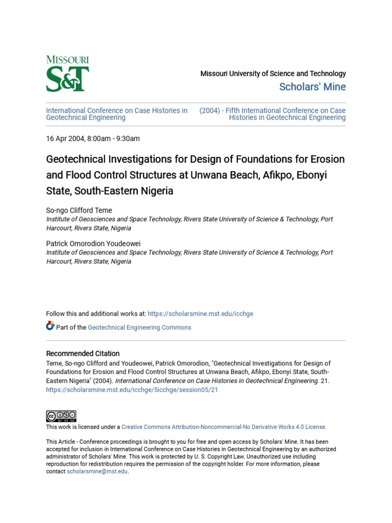 Geotechnical Investigations For Design of Foundations For Erosion | PDF ...