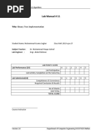 Lab Manual # 11: Title: Binary Tree Implementation