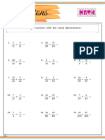 Fractions: Adding Fractions With The Same Denominator