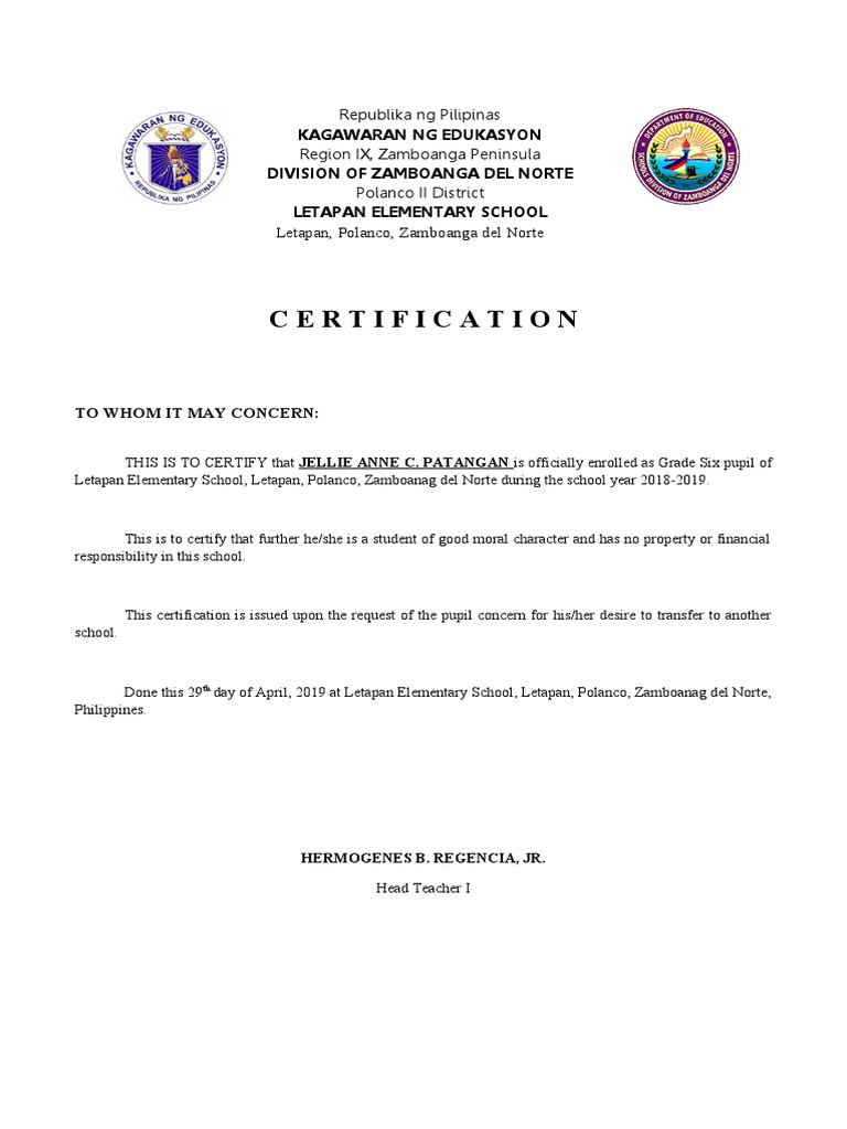 Good Moral Request PDF