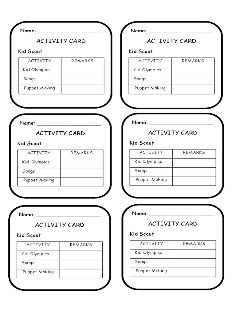 BSP - Activity Card (Kid Scout) | PDF | Language Arts & Discipline