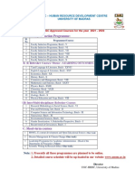 Madras Universiry HRDC Schedule