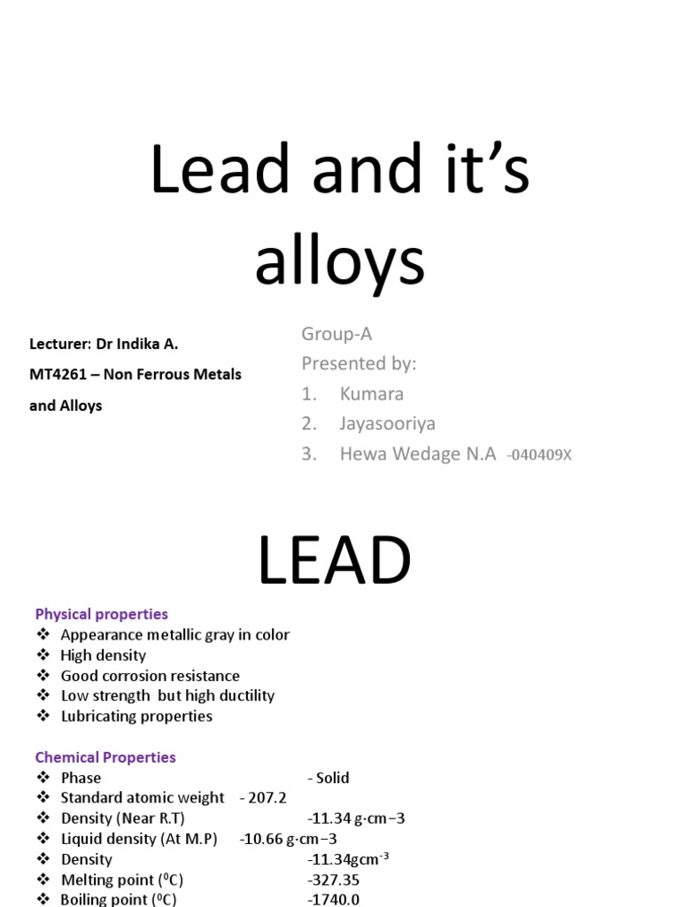 4 Lead and Its Alloys PDF Lead Alloy