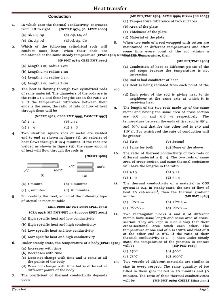 Conduction: C C C C | PDF | Thermal Conduction | Thermal Conductivity