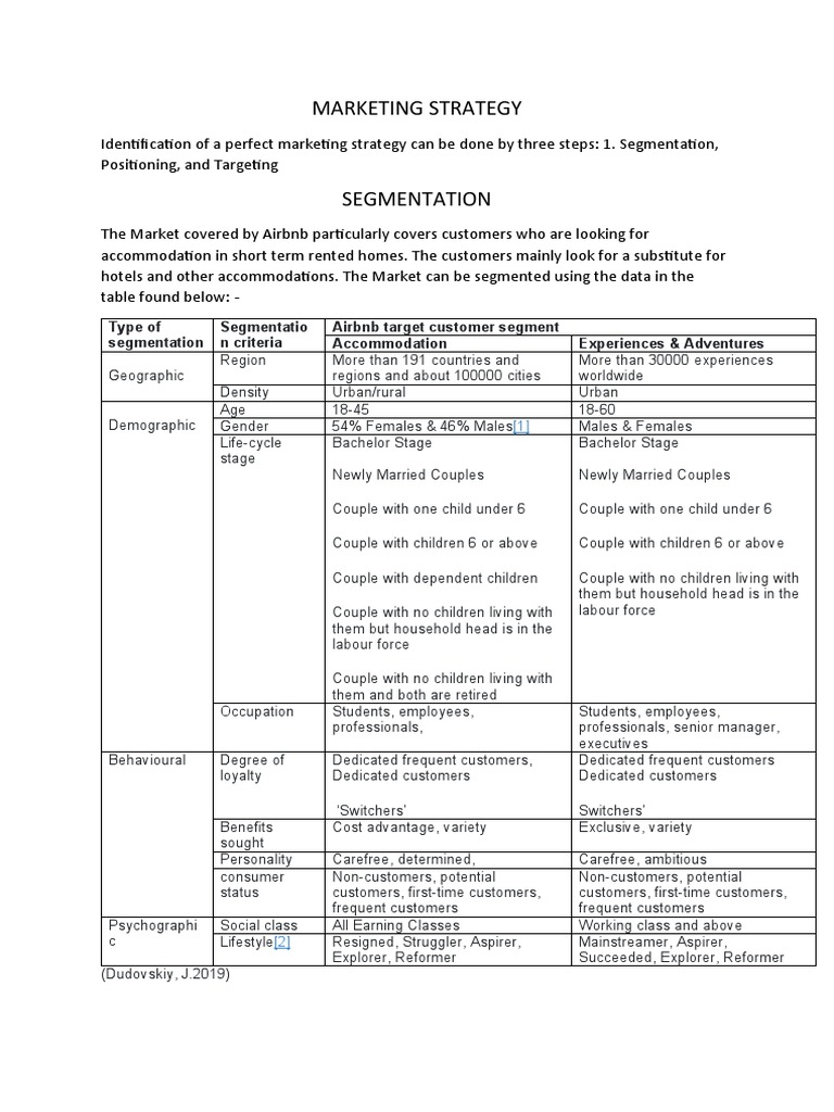 Marketing Strategy PDF Airbnb Market Segmentation