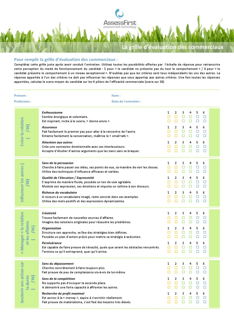 grilleassessfirstevaluationcommerciaux  Recrutement  Gestion des