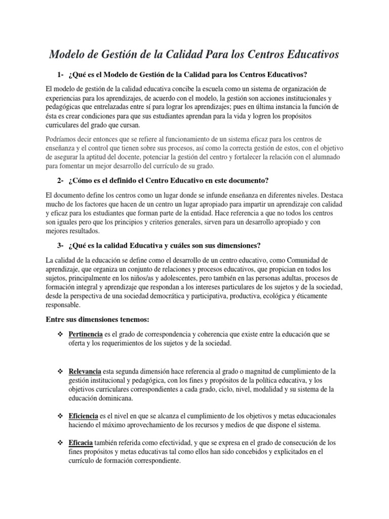 Modelo de Gestión de la Calidad Para los Centros Educativos (Definitivo ...