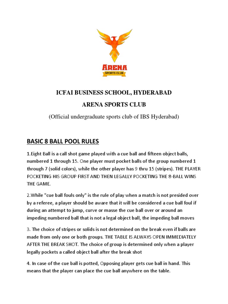 8 Ball Pool Tournament Rules & Format | PDF | Cue Sports | Pool (Cue ...