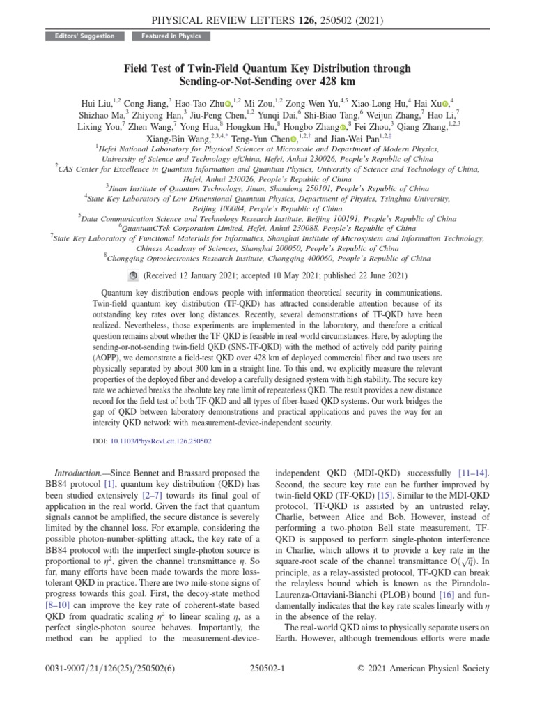 Field Test of Twin-Field Quantum Key Distribution Through Sending-or ...