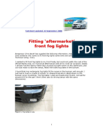 Fitting Aftermarket' Front Fog Lights: Factsheet Updated 25 September 2008