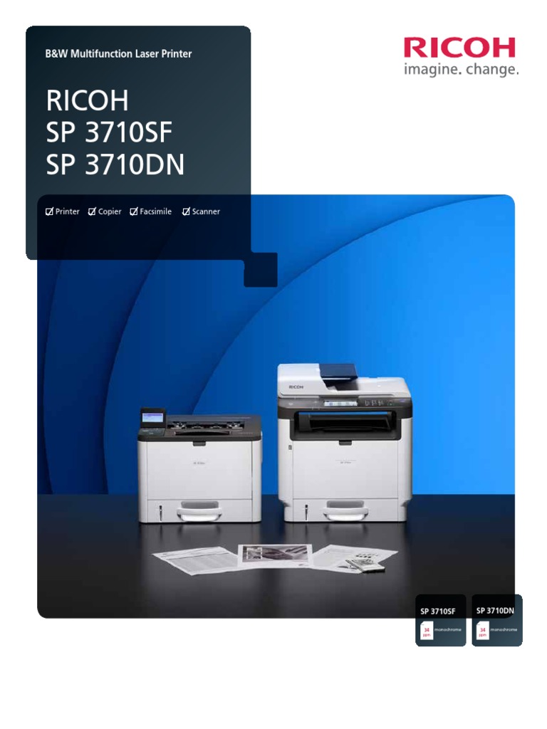 Ricoh SP 3710DN Brochure | PDF | Fax | Telecommunications