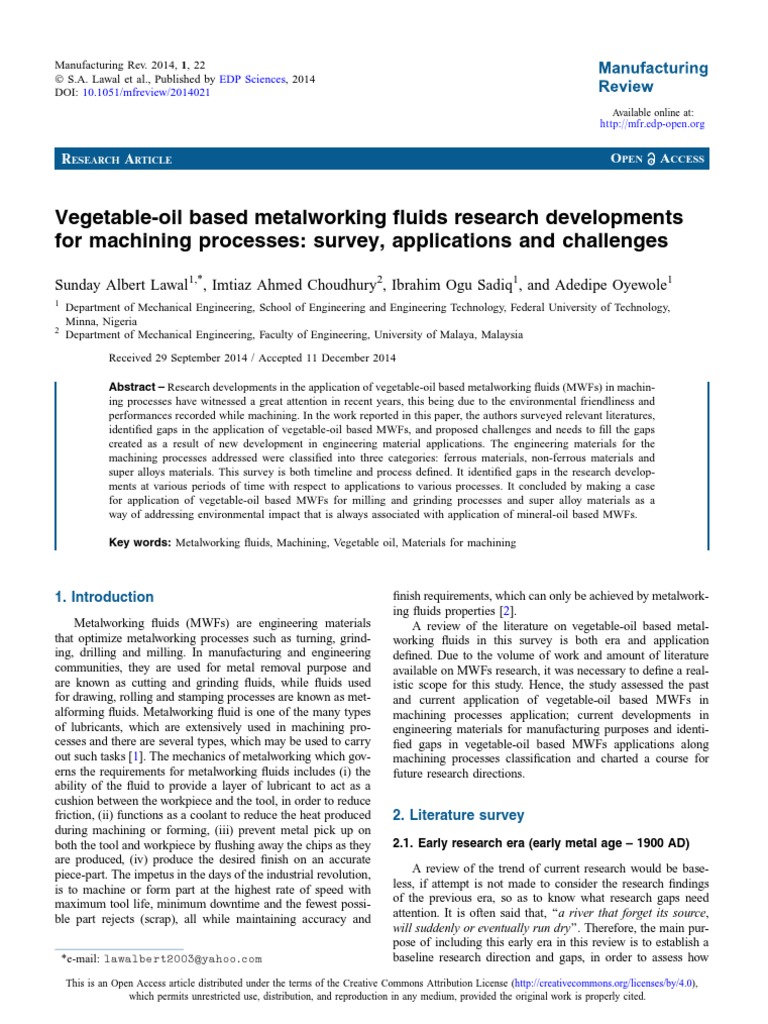 VegetableOil Based Metalworking Fluids Download Free PDF