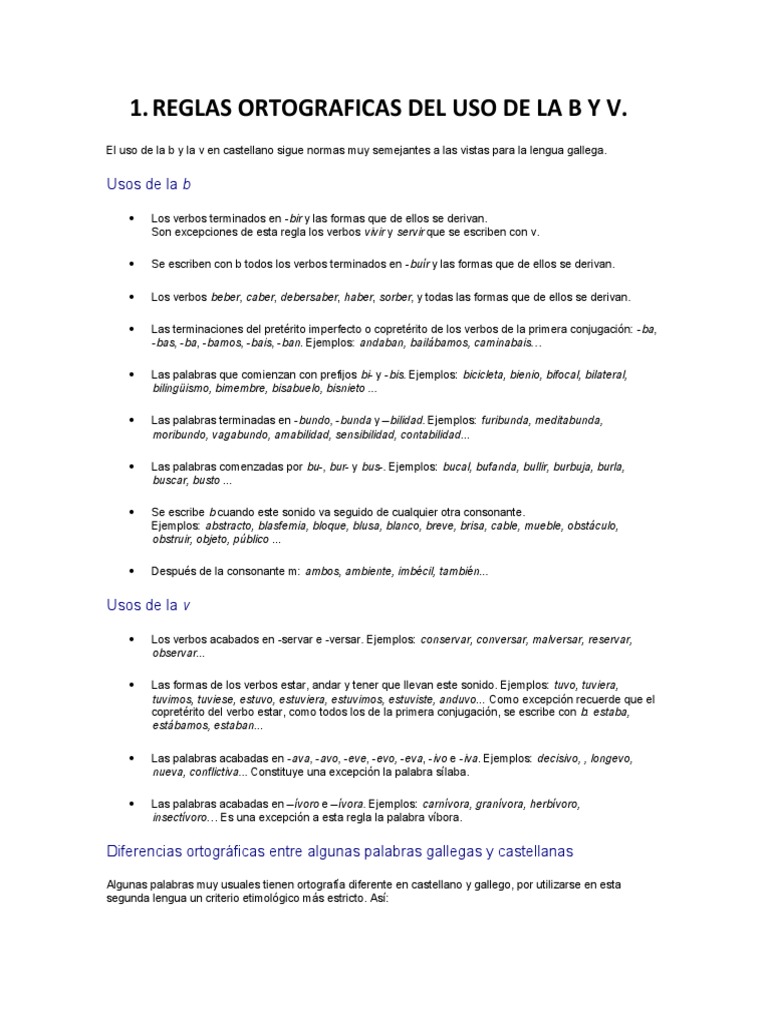 Reglas Ortograficas Del Uso de La B y V | PDF | Caso de carta | Acrónimo