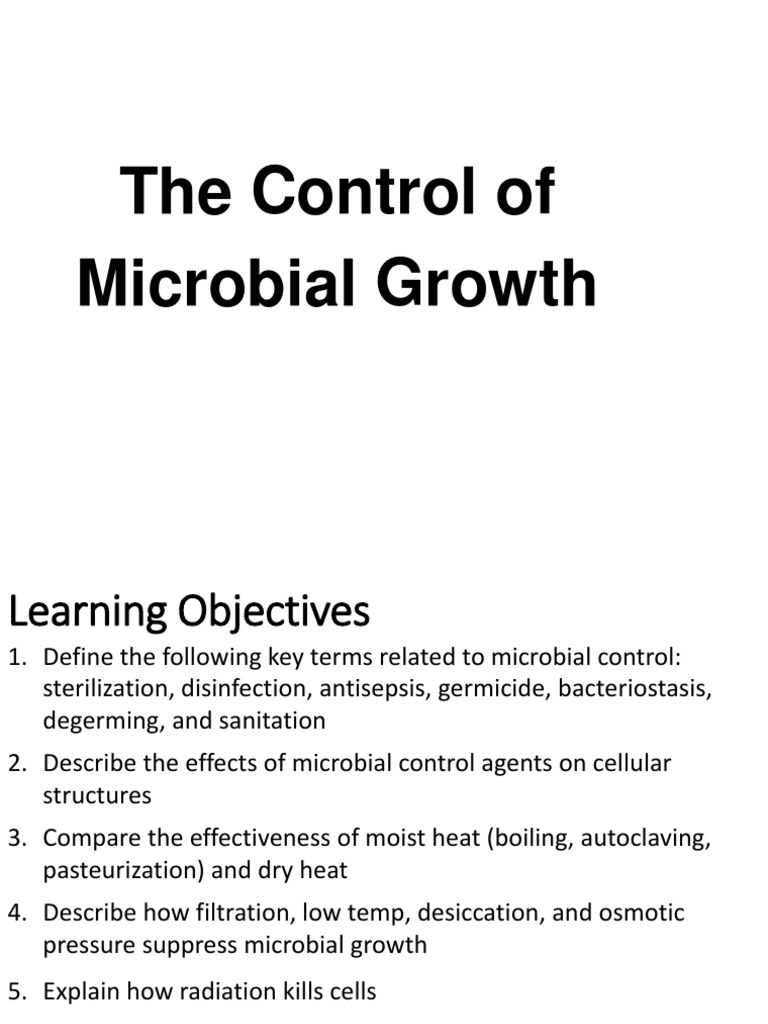 The Control of Microbial Growth PDF Disinfectant Sterilization