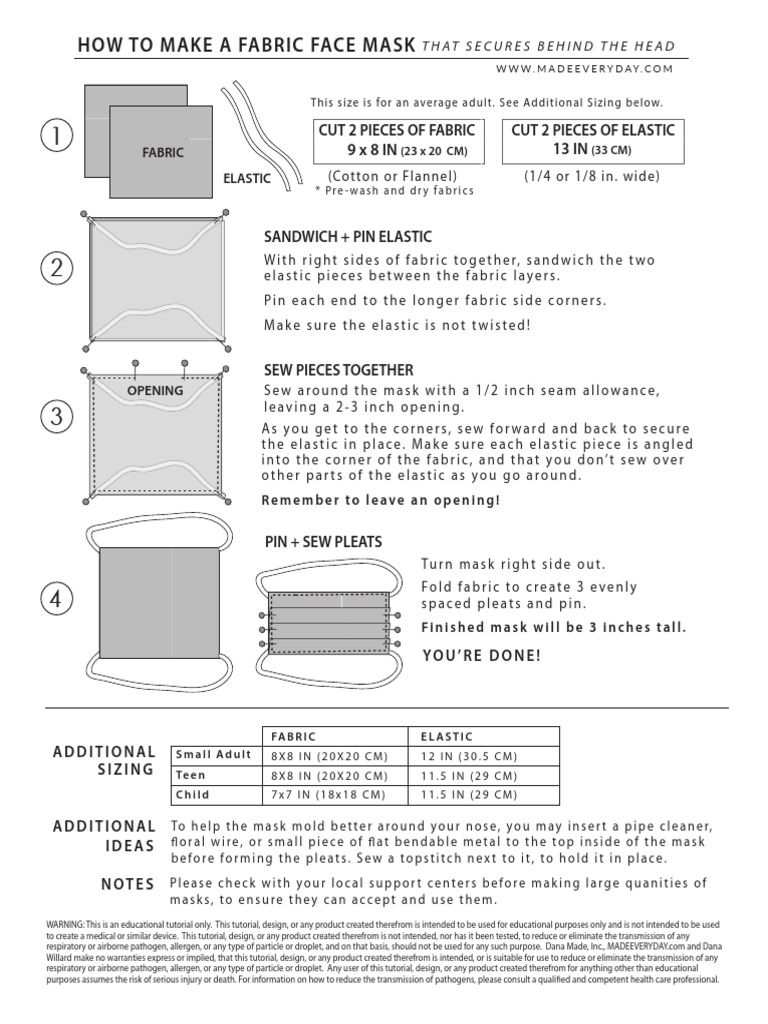 Fabric Face Mask Making Guide | PDF | Medical Specialties | Health Sciences