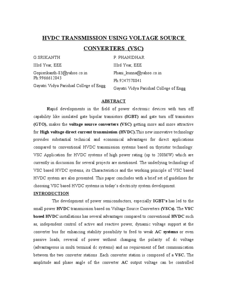 VSC HVDC for Electrical Engineers | PDF | High Voltage Direct Current ...