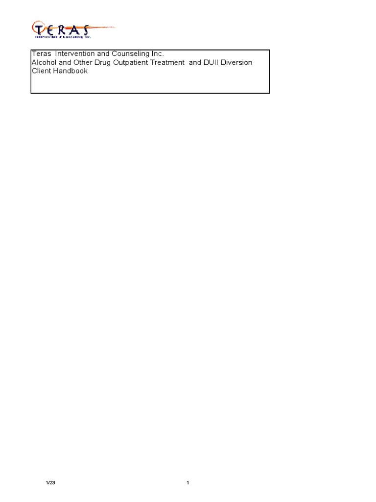 Aod Client Handbook | PDF | Confidentiality | Therapy