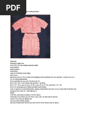 Barbie Doll Cardigan Sweater Knitting Pattern 10242020