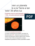 Planeta similar a la Tierra descubierto a solo 39 años luz