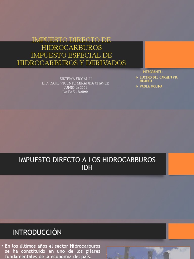 Impuesto Directo a Hidrocarburos en Bolivia | PDF | Petróleo | Gas de ...