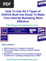 How To Use All 3 Types of ANOVA Built Into Excel To Make Your Internet Marketing More Effective