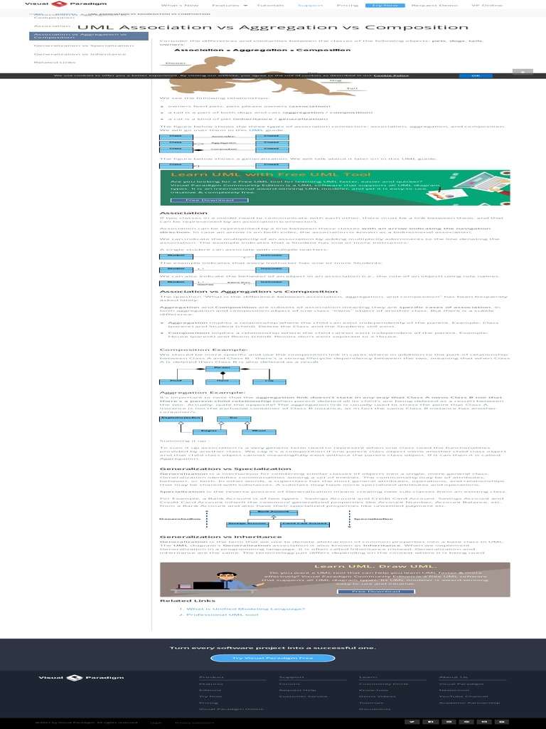 UML Association Vs Aggregation Vs Composition | PDF