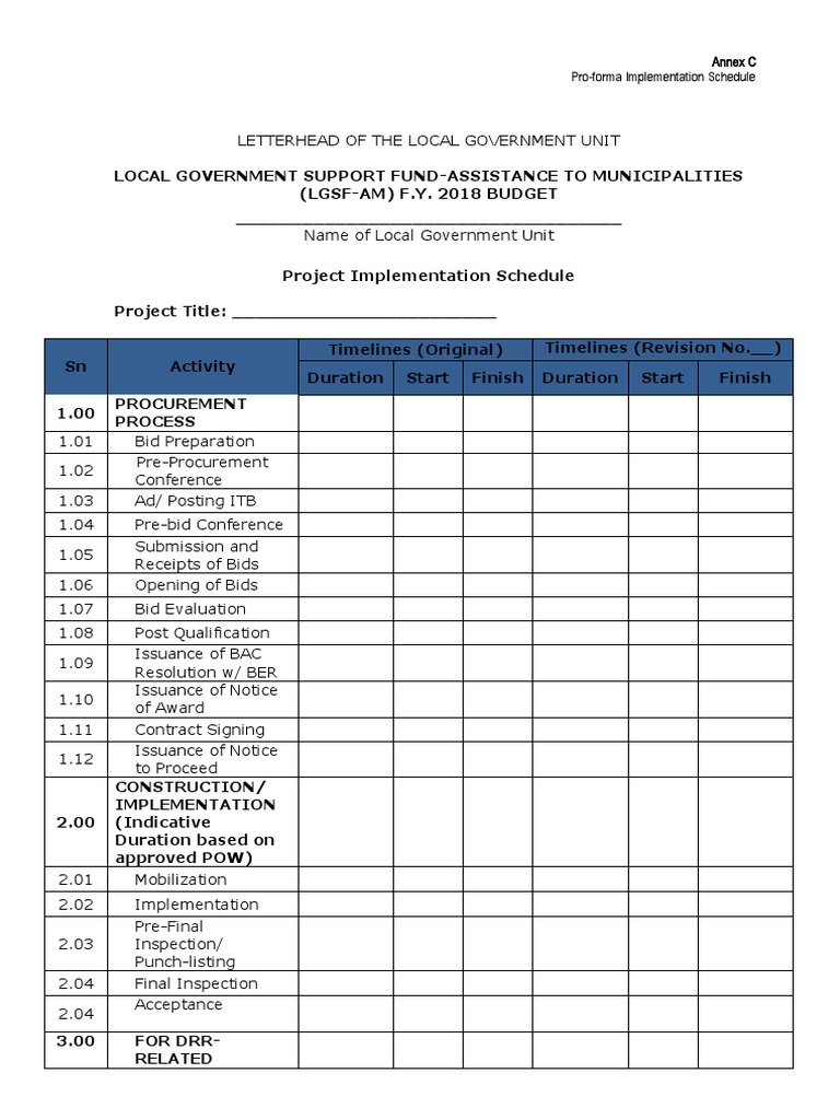 Local Government Project Schedule | PDF | Business