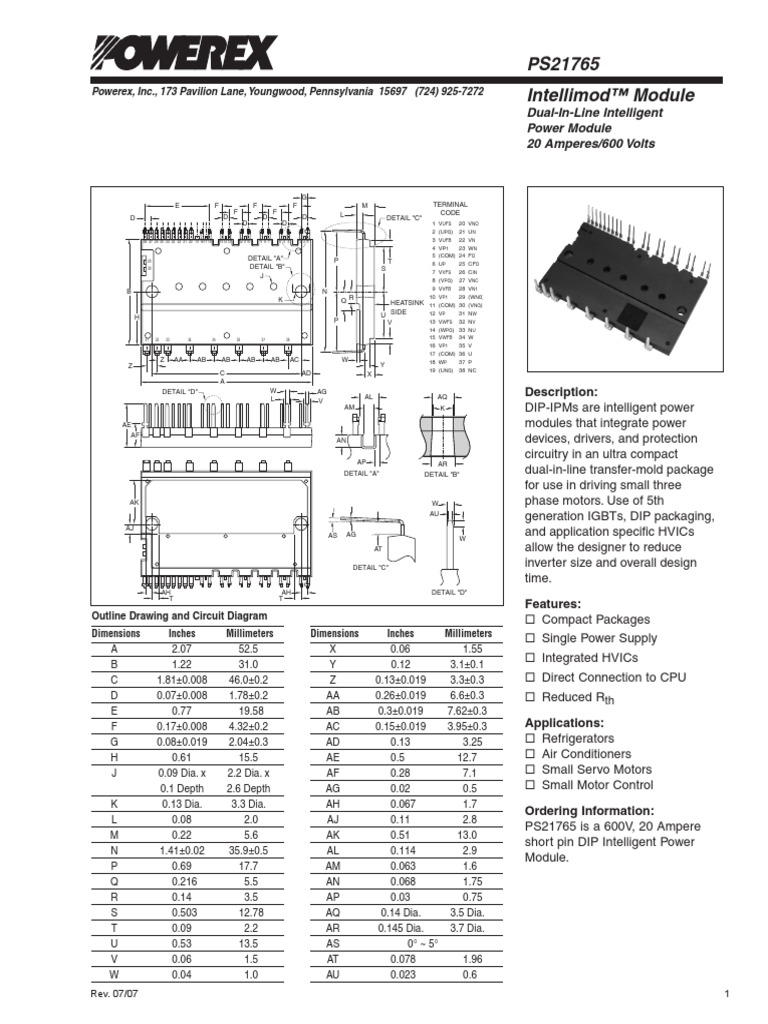 Intellimod™ Module PS21765 Powerex, Inc., 173 Pavilion Lane, Youngwood
