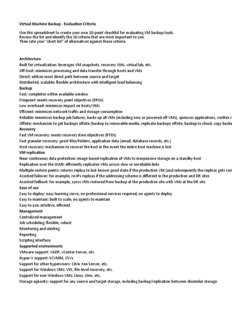 VM Backup Evaluation Guide | PDF | Backup | Virtual Machine