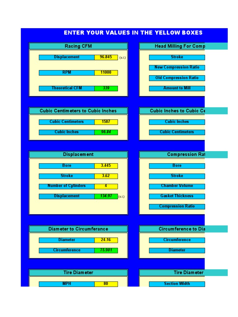 Racing Engine Compression Calculator | PDF | Transportation Engineering ...