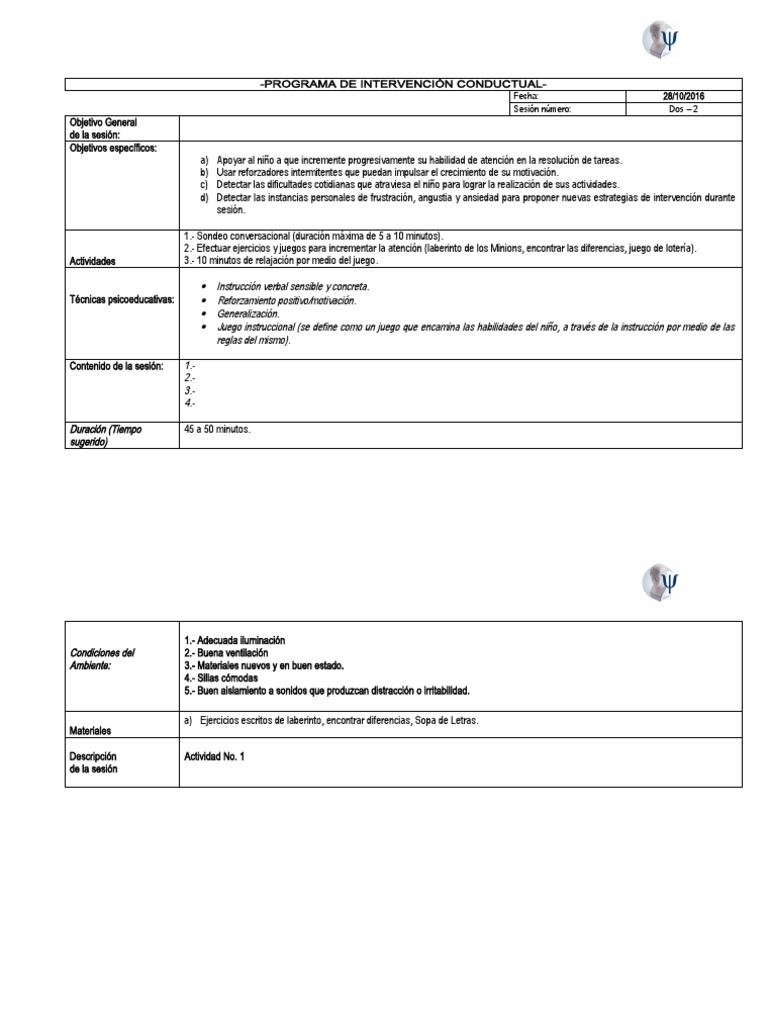 Intervención Conductual para Atención Infantil | PDF | Crecimiento ...