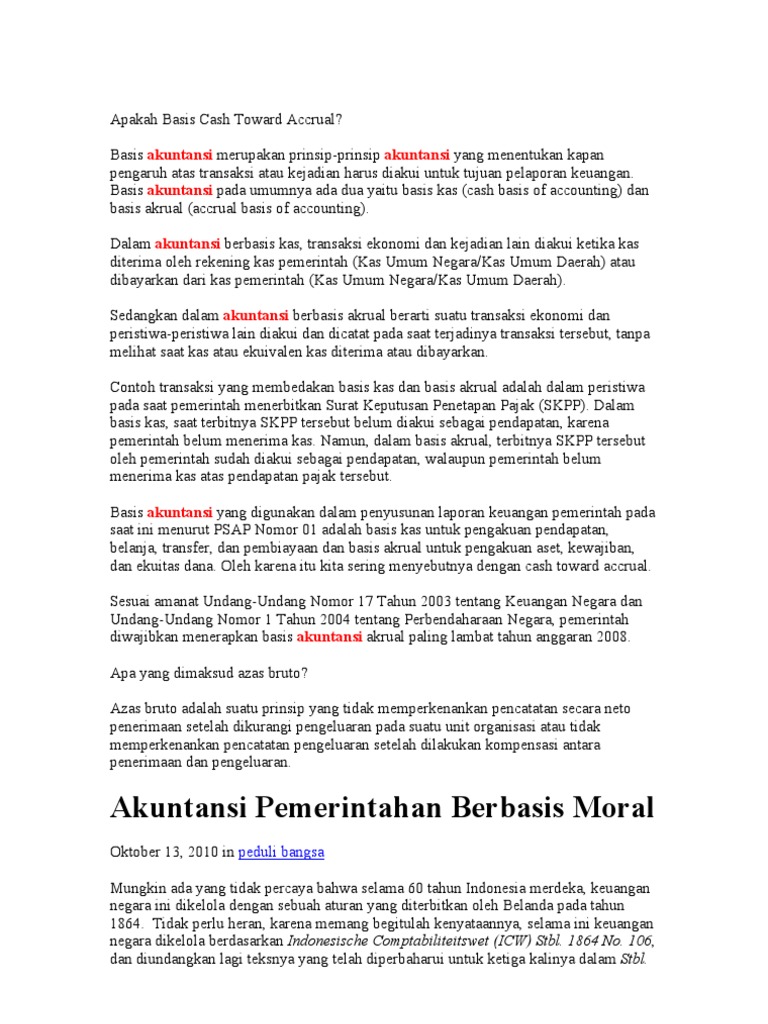 Apakah Basis Cash Toward Accrual