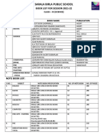 Book List For Session 2021-22: Class - Xi (Science)