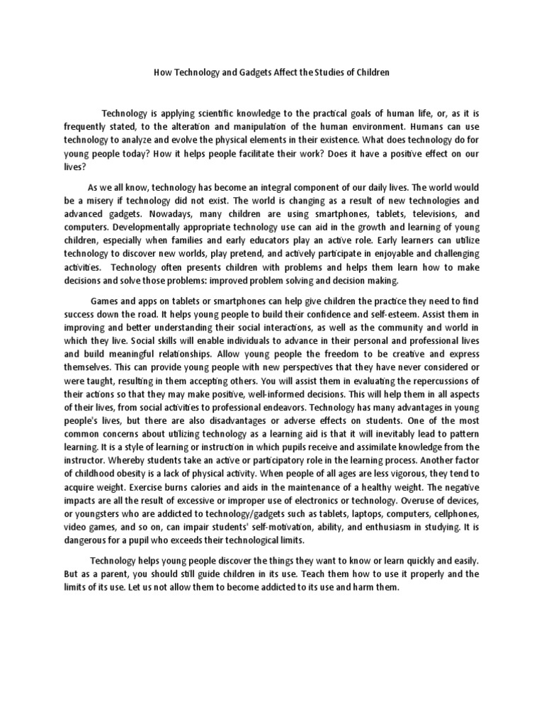 Impact of Gadgets on Children's Learning | PDF | Learning | Applied ...