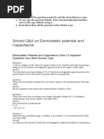 Electrostattic Potential and Capacitance Notes For Class 12